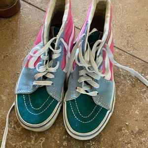 Hightop multi color vans women/girl size 5